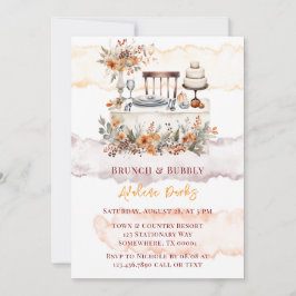 Fall Burgundy Orange Blommigt Bord Brunch & BubLY Inbjudningar