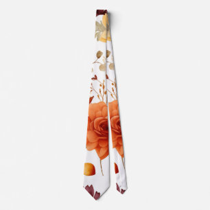 Fall Burgundy Orange Blommigt Bröllop Marskalkar Slips