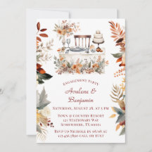 Fall Burgundy Orange Blommigt Förlovningsfest