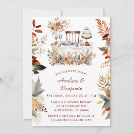 Fall Burgundy Orange Blommigt Förlovningsfest Inbjudningar