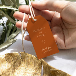 Fall Burnt Orange Bröllop Terracotta enkel Presentetikett