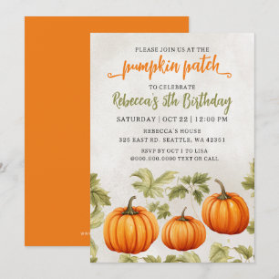 Fall Burnt Orange Pumpkin Patch Birthday Inbjudningar