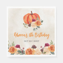 Fall Burnt Orange Pumpkin Patch Birthday Pappersservett