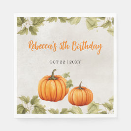 Fall Burnt Orange Pumpkin Patch Birthday Pappersservett