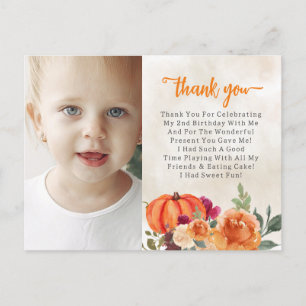 Fall Burnt Orange Pumpkin Patch Birthday Tack Vykort