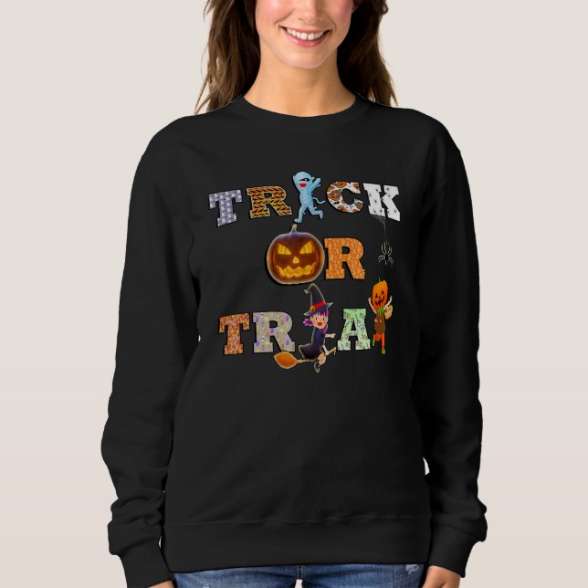 Fall Bus eller godis Halloween T Shirt (Framsida)