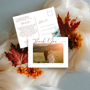Fall Calligraphy Romantic Bröllop Photo Tack Vykort