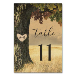 Fall Carved Oak Land Rustic Forest Bröllop Bordsnummer