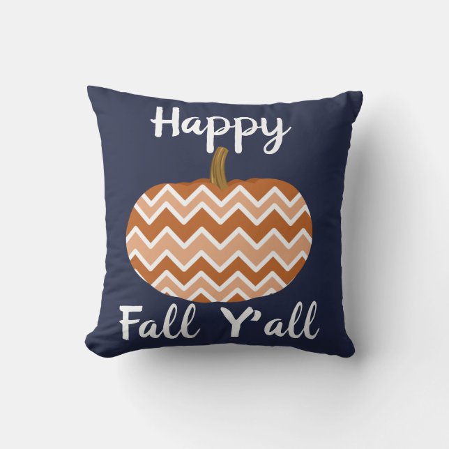 Fall Chevron Pumpkins & Navy Kudde (Framsida)
