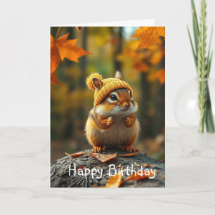 Fall Chipmunk Birthday Card Kort