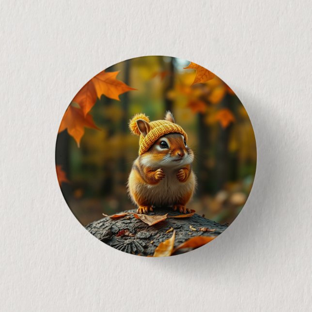 Fall Chipmunk Button Knapp (Framsida)