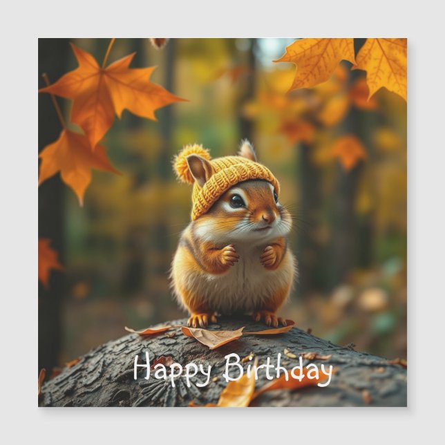 Fall Chipmunk Magnetic Card (Framsida)