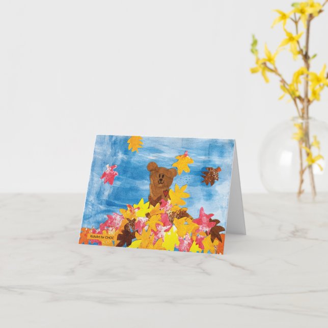 Fall Choco Bear - Kids Art for Choc Kort (Gul blomma)