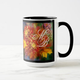 Fall Chrysanthemums Monogram Mugg
