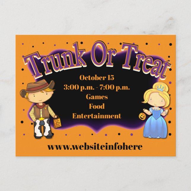 Fall Church School Trunk eller Treat Inbjudan (Framsida)