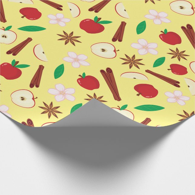 Fall Cinnamon, Apple, Flower, Star Anise Seamless Presentpapper (Hörn)