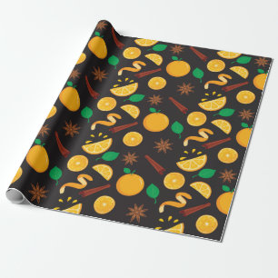 Fall Cinnamon Sticks och Orangar Sömlös höst Presentpapper