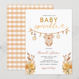 Fall Clothesline Baby Sprinkle Gender Neutral Inbjudningar