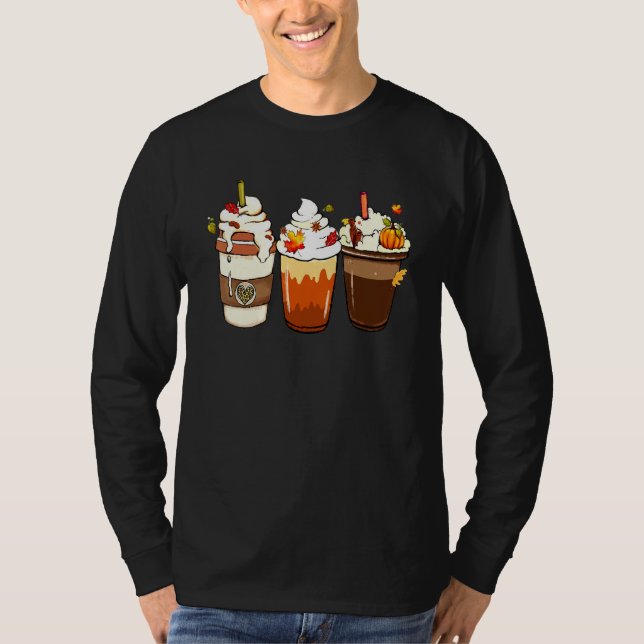 Fall Coffee Drink Orange Pumpkin Thanksgiving Coff T Shirt (Framsida)