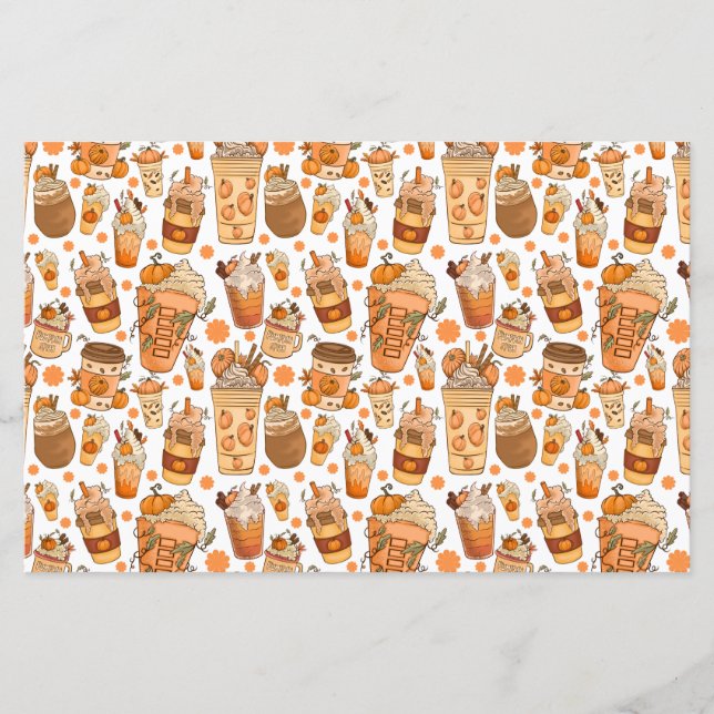 Fall Coffee Latte Pumpkin Mönster (Framsida)