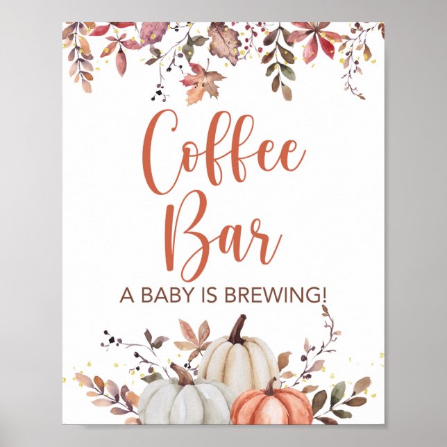 Fall Coffee Pub a Baby är Brewing Shower Sign Poster (Framsidan)