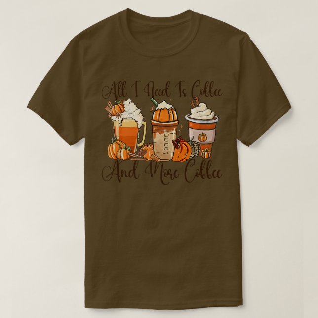 Fall Coffee Pumpkin Spice Funny thanksgiving Kaffe T Shirt (Design framsida)