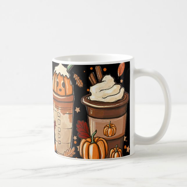 Fall Coffee Pumpkin Spice Latte Drinks Höst än Kaffemugg (Höger)