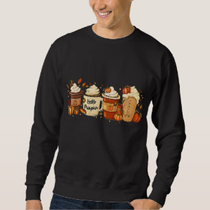 Fall Coffee Pumpkin Spice Latte Drinks Höst än Lång Ärmad Tröja
