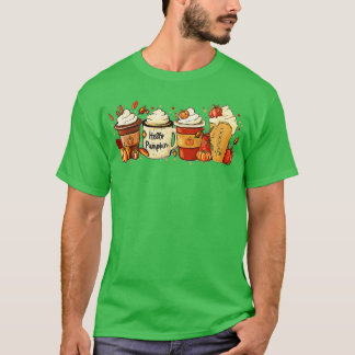 Fall Coffee Pumpkin Spice Latte Drinks Höst än T Shirt