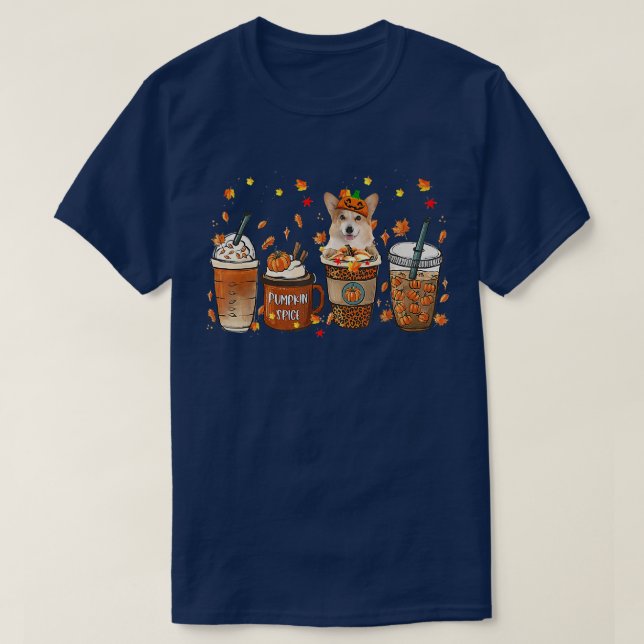 Fall Coffee Pumpkin Spice Latte Iced Autumn Corgi6 T Shirt (Design framsida)