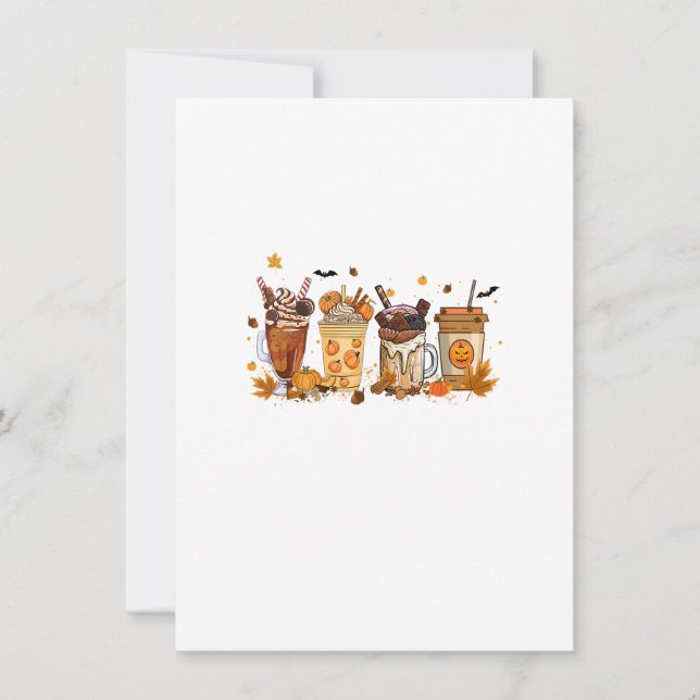 Fall Coffee Pumpkin Spice Latte Thanksgiving Kaffe Inbjudningar (Framsida)