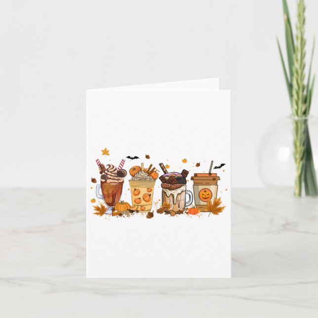 Fall Coffee Pumpkin Spice Latte Thanksgiving Kaffe Kort (Framsida)