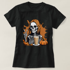 Fall Coffee Skeleton Halloween T Shirt
