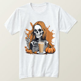 Fall Coffee Skeleton Halloween T Shirt