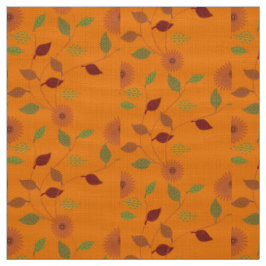 Fall Collection Bright Orange Flower Löv Mönster Tyg