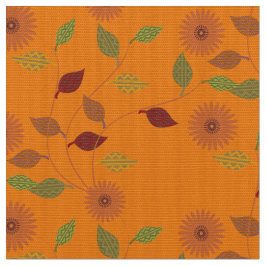 Fall Collection Bright Orange Flower Löv Mönster Tyg