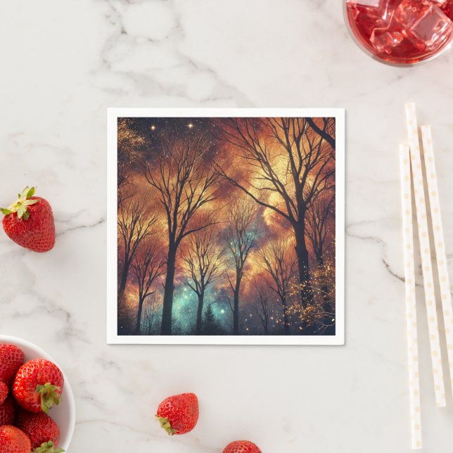 Fall Cosmic Twilight Forest Découpage Napkins Pappersservett (Insitu)