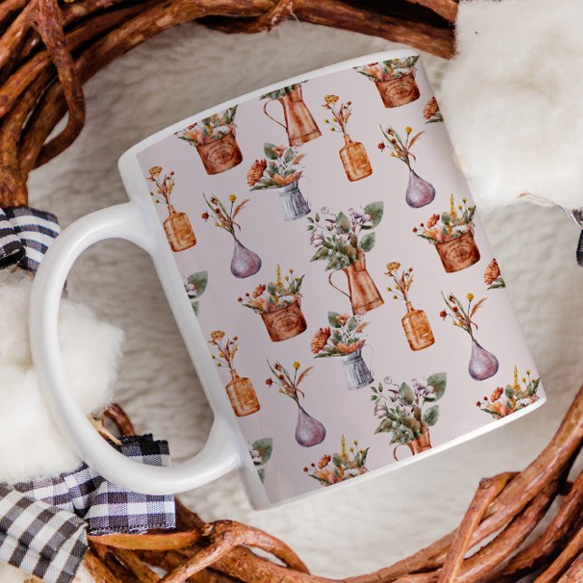 Fall Cottage Farmhouse Thanksgiving Blommigt Coppe Kaffemugg (Skapare uppladdad)