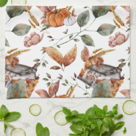 Fall Cottage Farmhouse Thanksgiving Blommigt Pumpk Kökshandduk