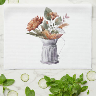 Fall Cottage Taupe Morsa Copper Blommigt Kökshandduk