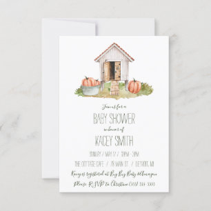 Fall Cottagecore Chicken Coop Garden Baby Shower Inbjudningar