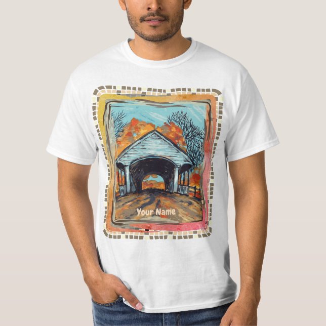 Fall Covered Bridge T Shirt (Framsida)