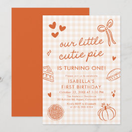 Fall Cute Hand Drawn Our Little Cutie Pie Birthday Inbjudningar