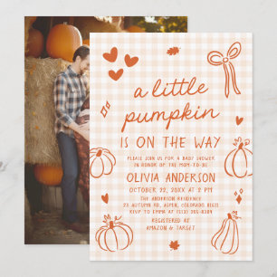 Fall Cute Hand plockade A Little Pumpkin Baby Show Inbjudningar