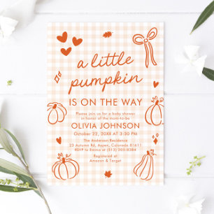Fall Cute Hand plockade A Little Pumpkin Baby Show Inbjudningar