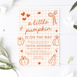 Fall Cute Hand plockade A Little Pumpkin Baby Show Inbjudningar