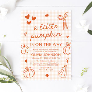Fall Cute Hand plockade A Little Pumpkin Baby Show Inbjudningar