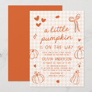 Fall Cute Hand plockade A Little Pumpkin Baby Show Inbjudningar