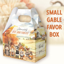 Fall Cute Woodland Animals Birthday Small Gable