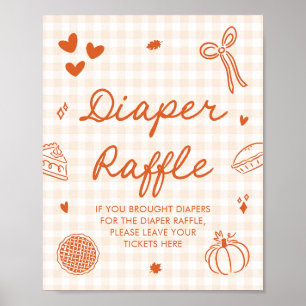 Fall Cutie Paj Baby Shower Diaper Raffle Game Poster
